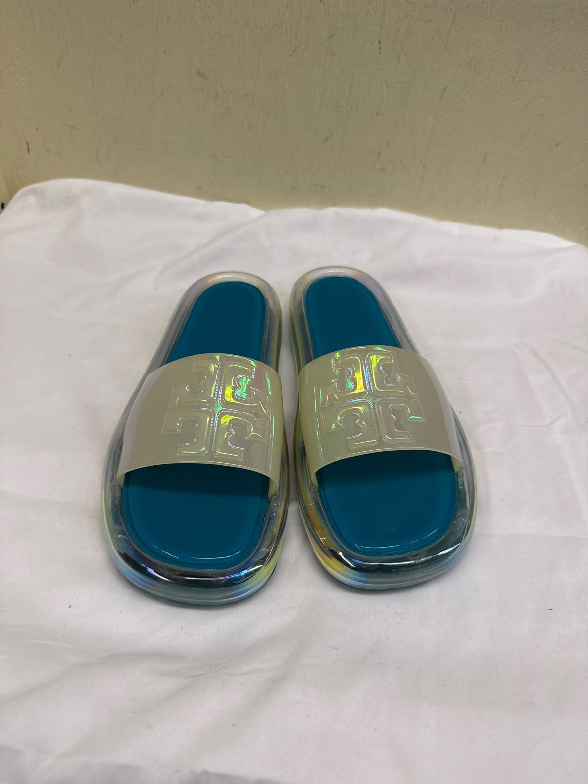 Tory Burch Women's Size 9 Teal Jelly Slide Sandals