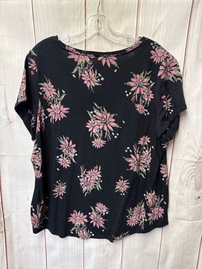 Sonoma Women's Size XXL Black Floral Short Sleeve Top