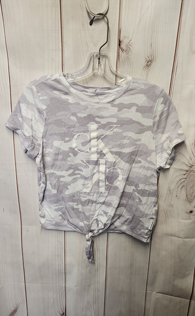 Calvin Klein Women's Size S Purple Camo Short Sleeve Top