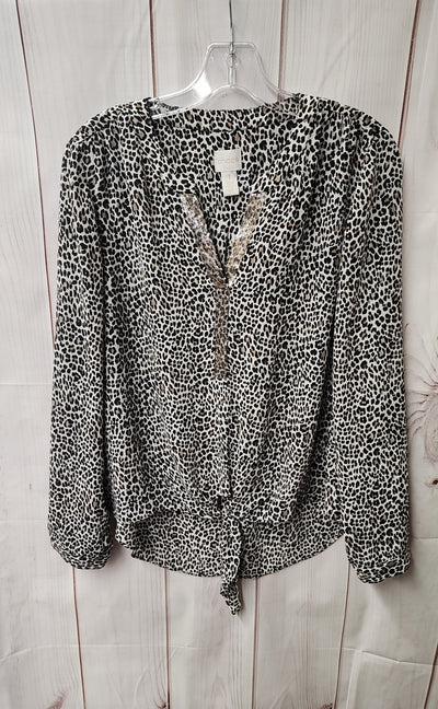 Chico's Women's Size 1 = M Brown Animal Print Long Sleeve Top