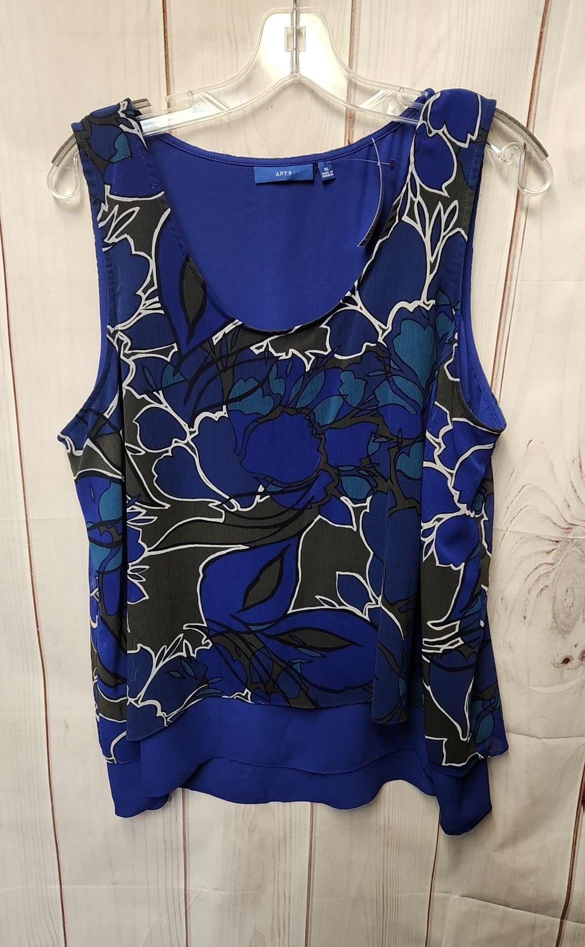 Apt 9 Women's Size XL Blue Floral Sleeveless Top