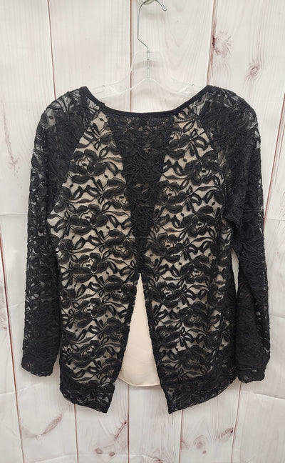 Design Lab Women's Size M Black Lace Long Sleeve Top