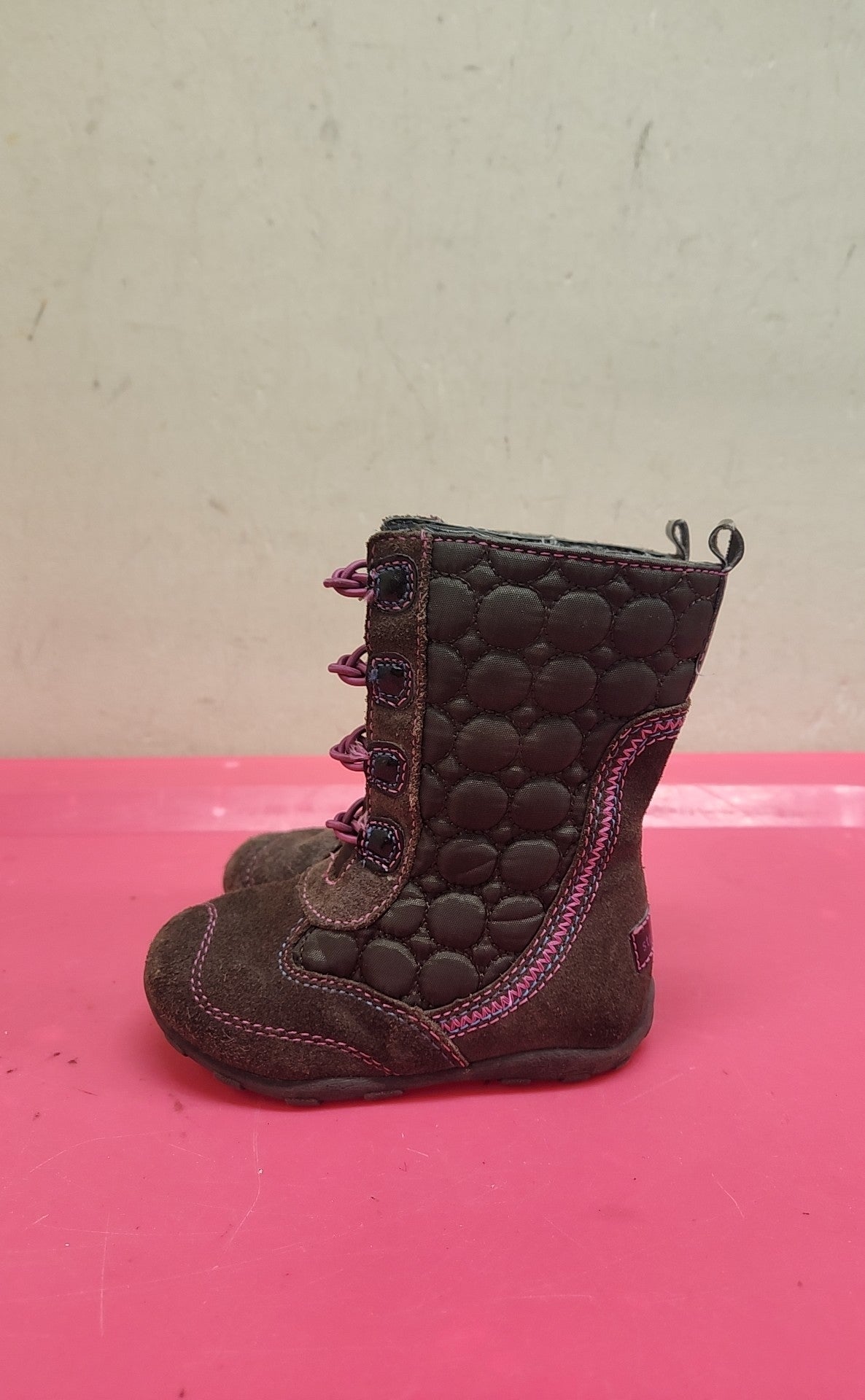 Striderite Girl's Size 6Y Tamara Espresso/Magenta Boots (with box)