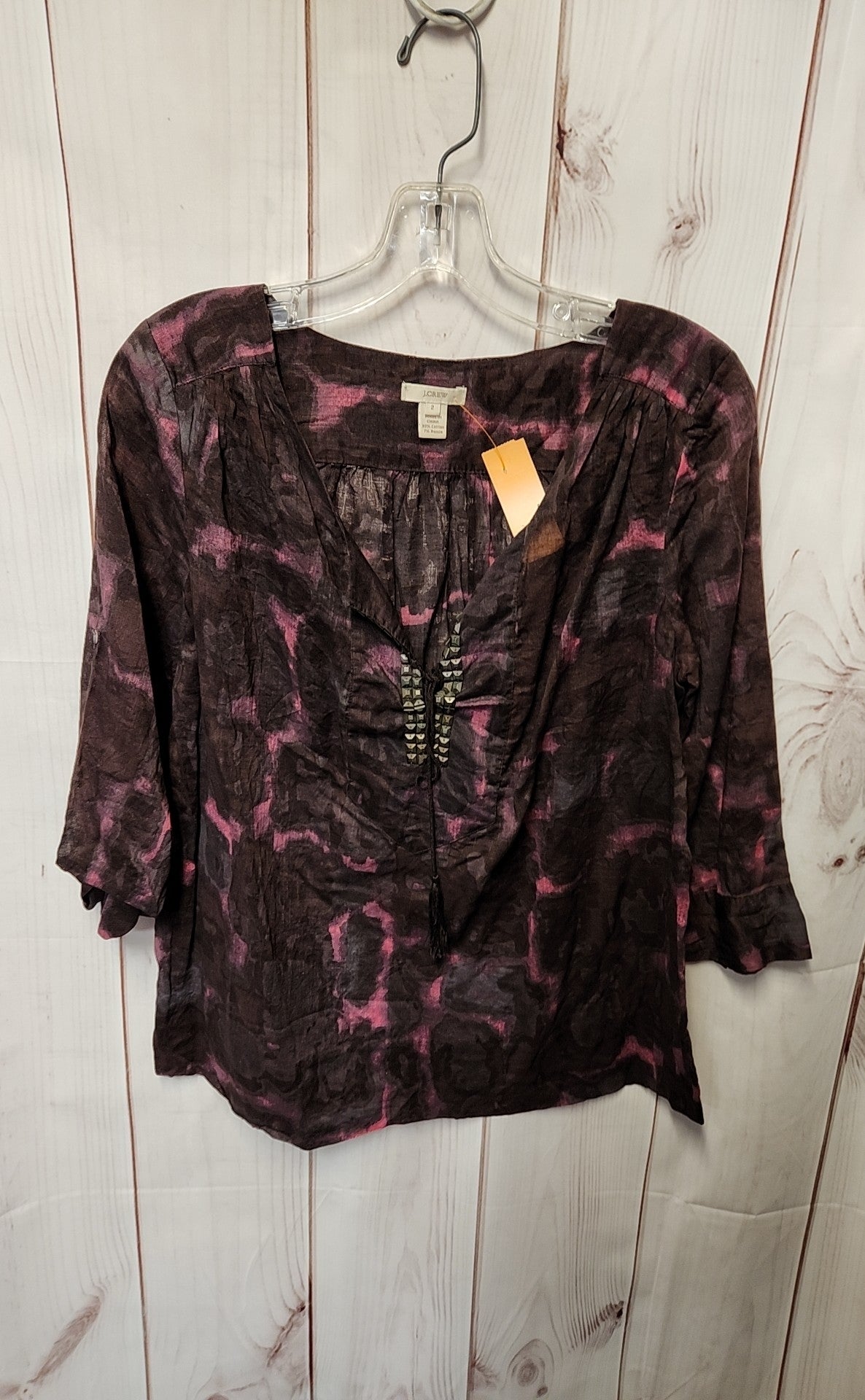 J Crew Women's Size 2 Purple 3/4 Sleeve Top