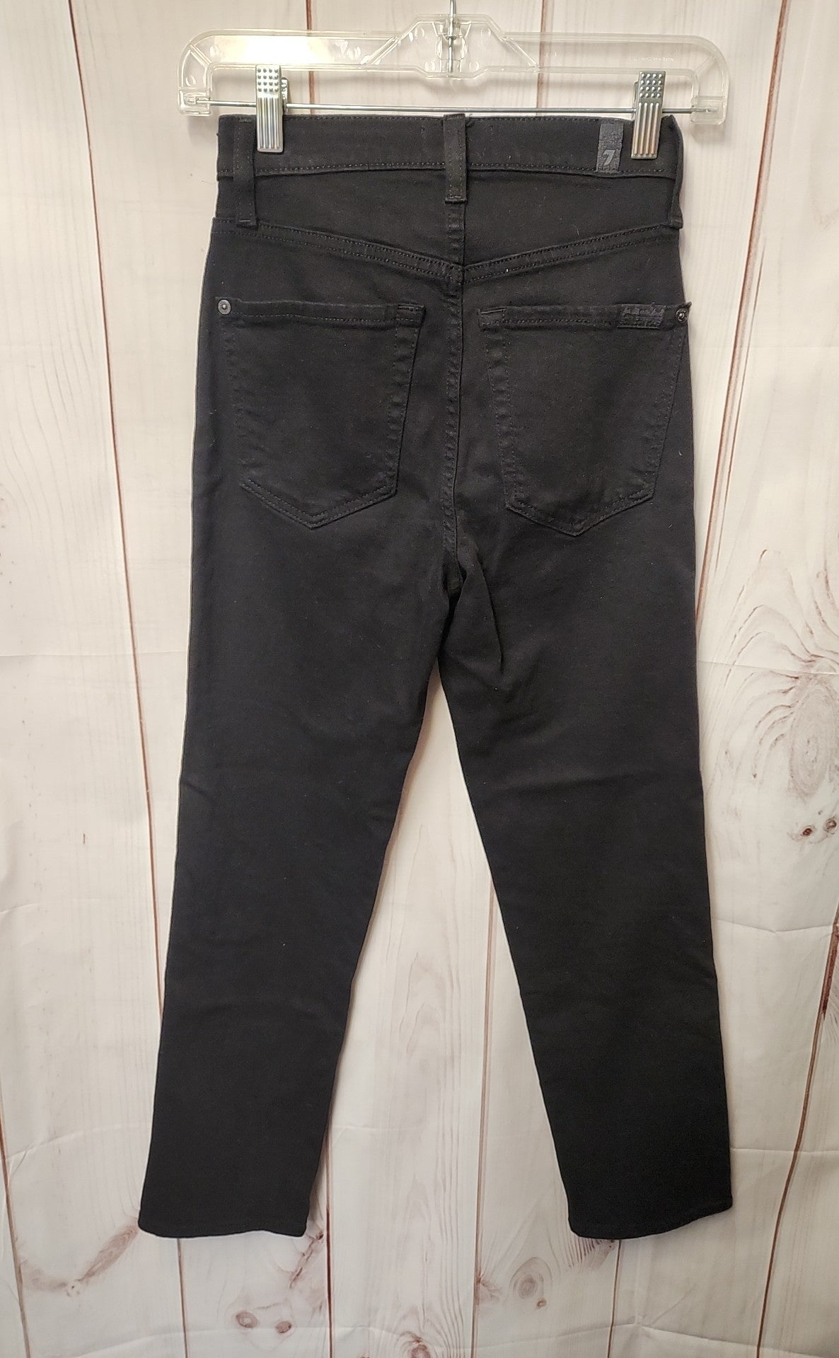 7 For All Mankind Women's Size 23 (000) Black Jeans High Waist Cropped Straight