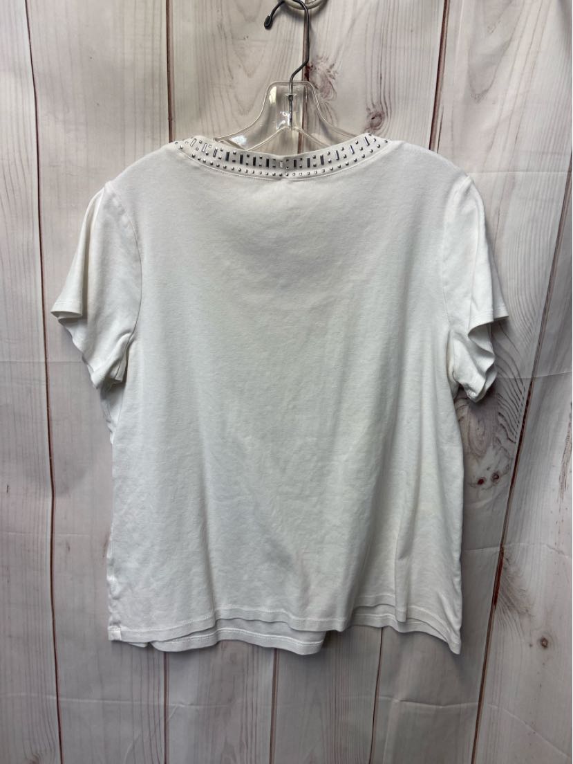 Dressbarn Women's Size 2X White Short Sleeve Top