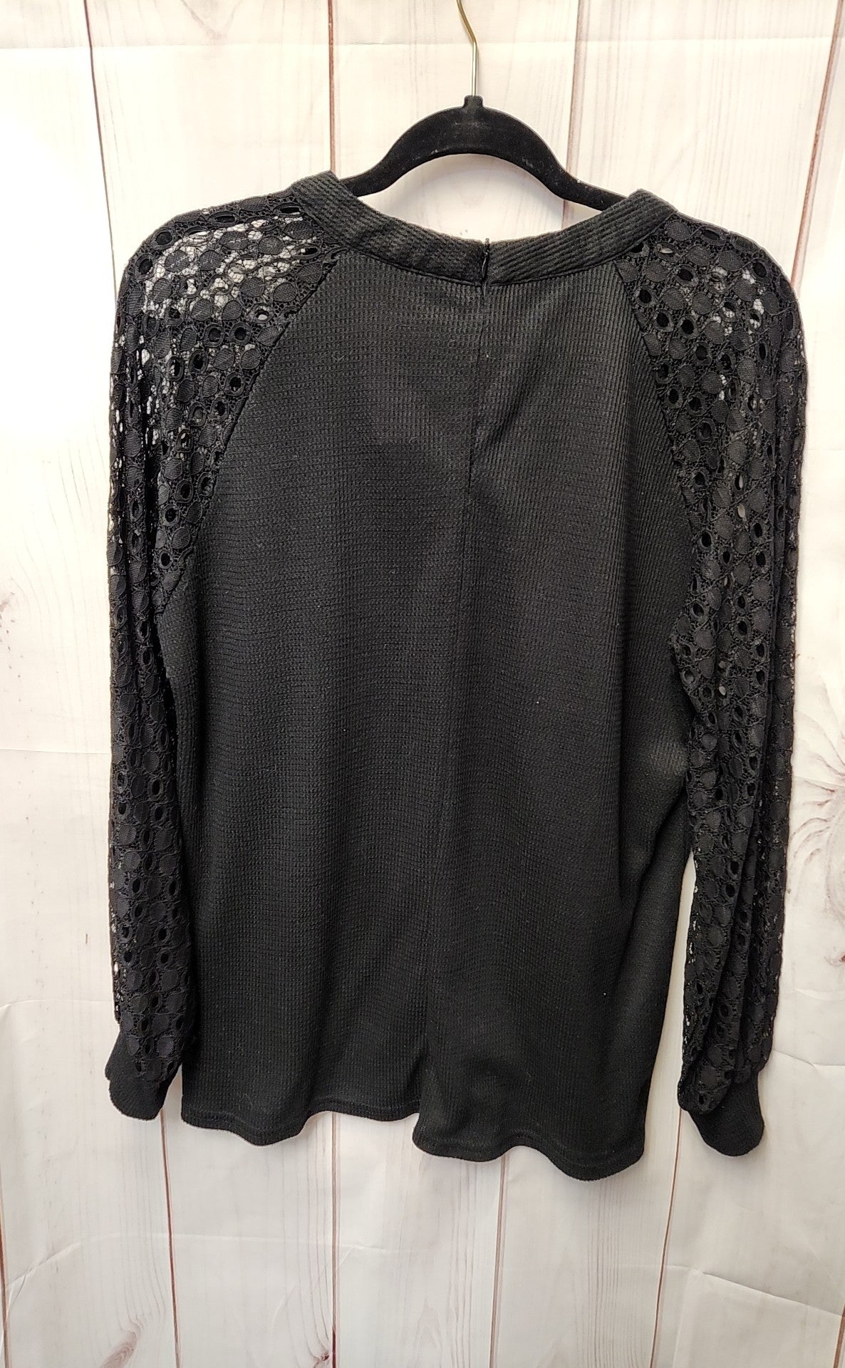 Miholl Women's Size L Black Lace Long Sleeve Top