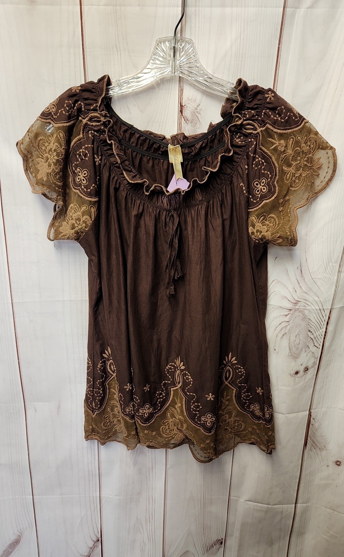 Chenault Women's Size S Brown Short Sleeve Top