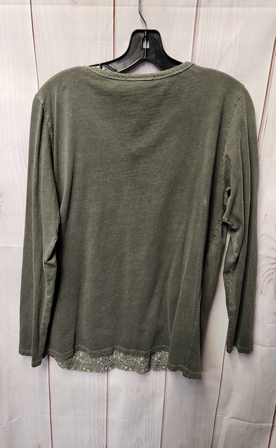 Tempo Paris Women's Size L Olive Green Long Sleeve Top