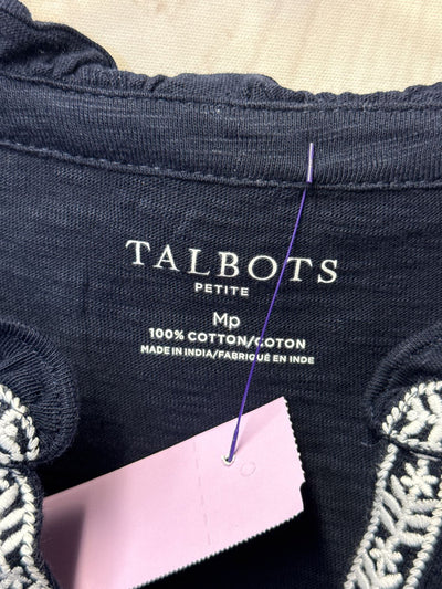 Talbots Women's Size M Petite Navy 3/4 Sleeve Top