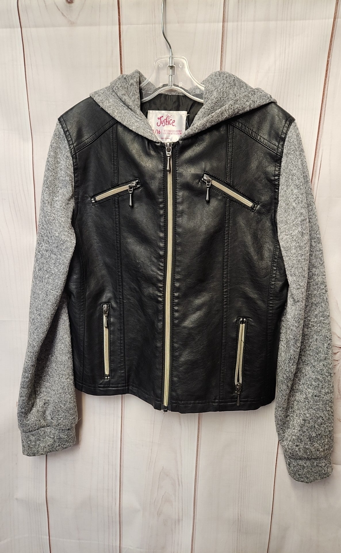 Justice Girl's Size 14/16 Black & Gray Jacket