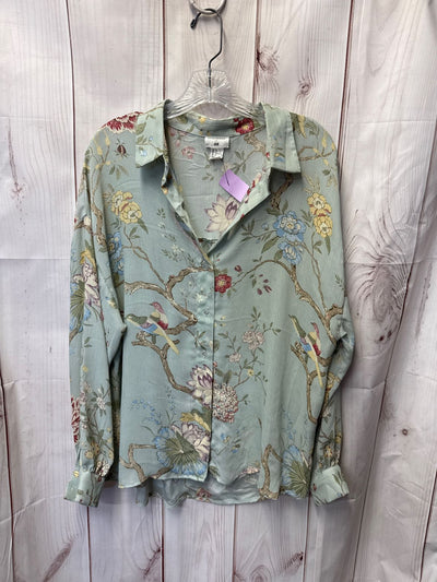 GP&J Baker X H&M Women's Size 14 Mint Floral Long Sleeve Top