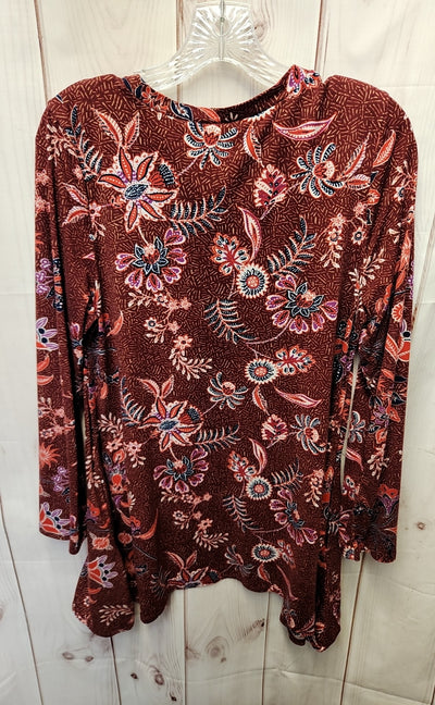 Lildy Women's Size Small/Medium Red Print Long Sleeve Top