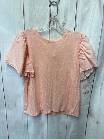 Loft Women's Size M Peach Linen Short Sleeve Top