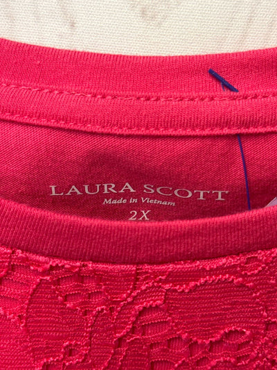 Laura Scott Women's Size 2X Pink Short Sleeve Top