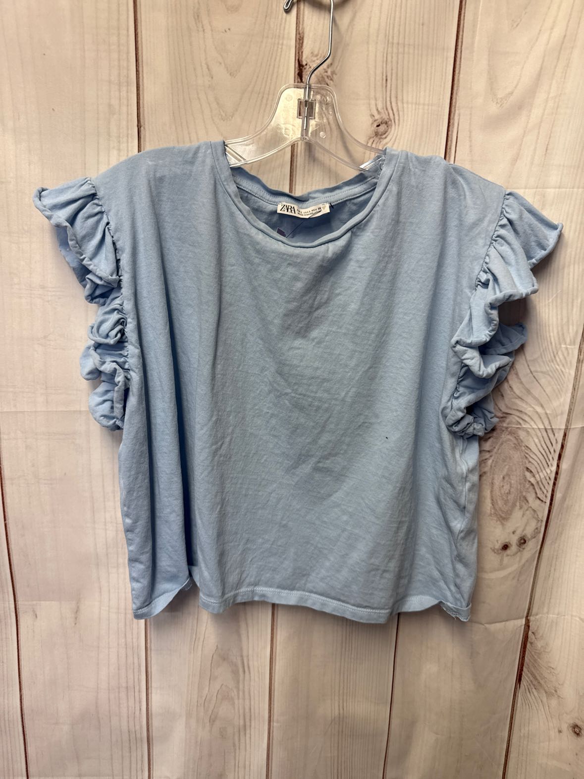 Zara Women's Size L Light Blue Short Sleeve Top