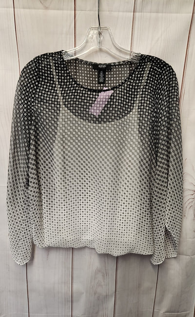 Alfani Women's Size S Petite Black & White Long Sleeve Top