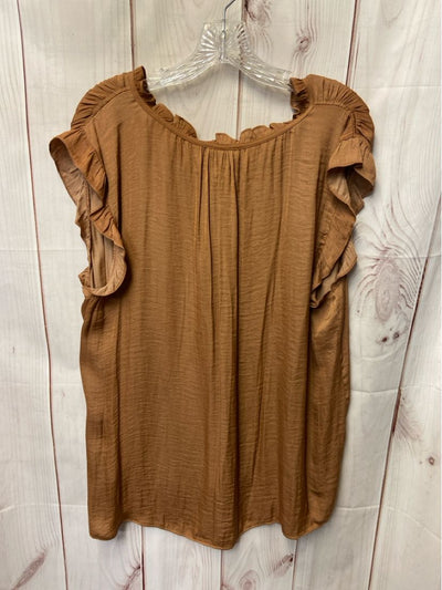 NWT Jones New York Women's Size 1X Brown Short Sleeve Top