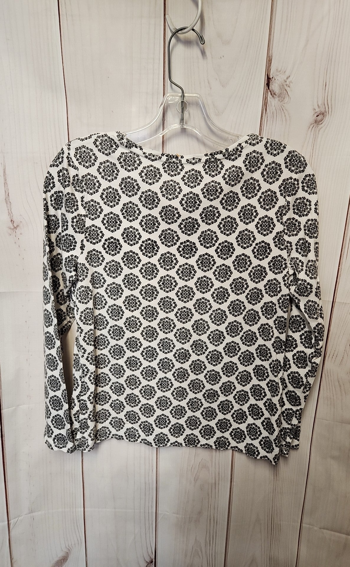 Croft & Barrow Women's Size S Petite White & Black Long Sleeve Top