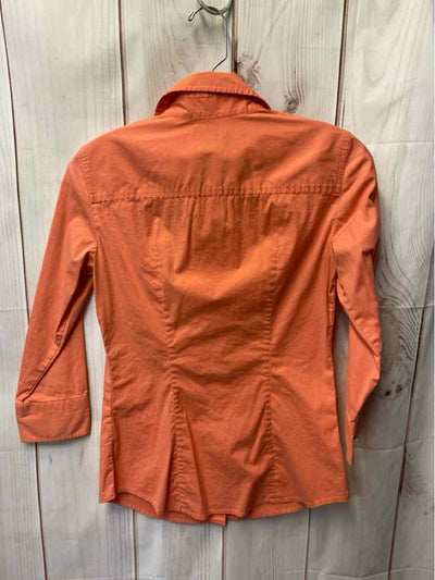 J Crew Women's Size XS Orange 3/4 Sleeve Top Haberdashery