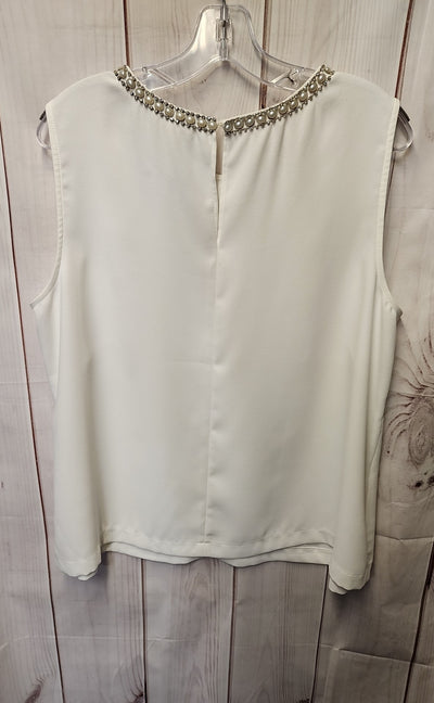 Dalia Women's Size 1X White Sleeveless Top