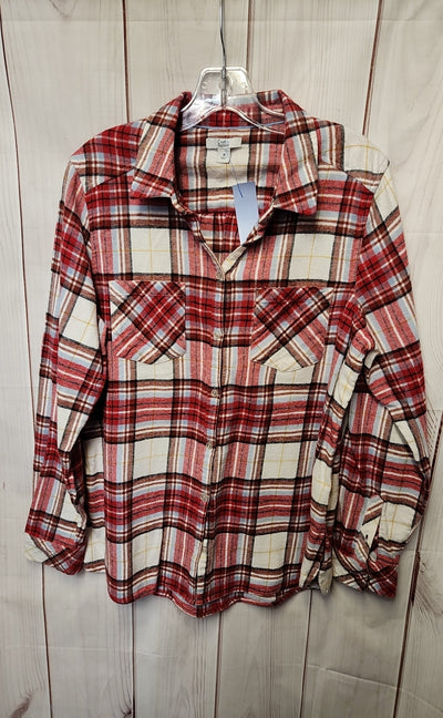 Croft & Barrow Women's Size M Red Plaid Long Sleeve Top