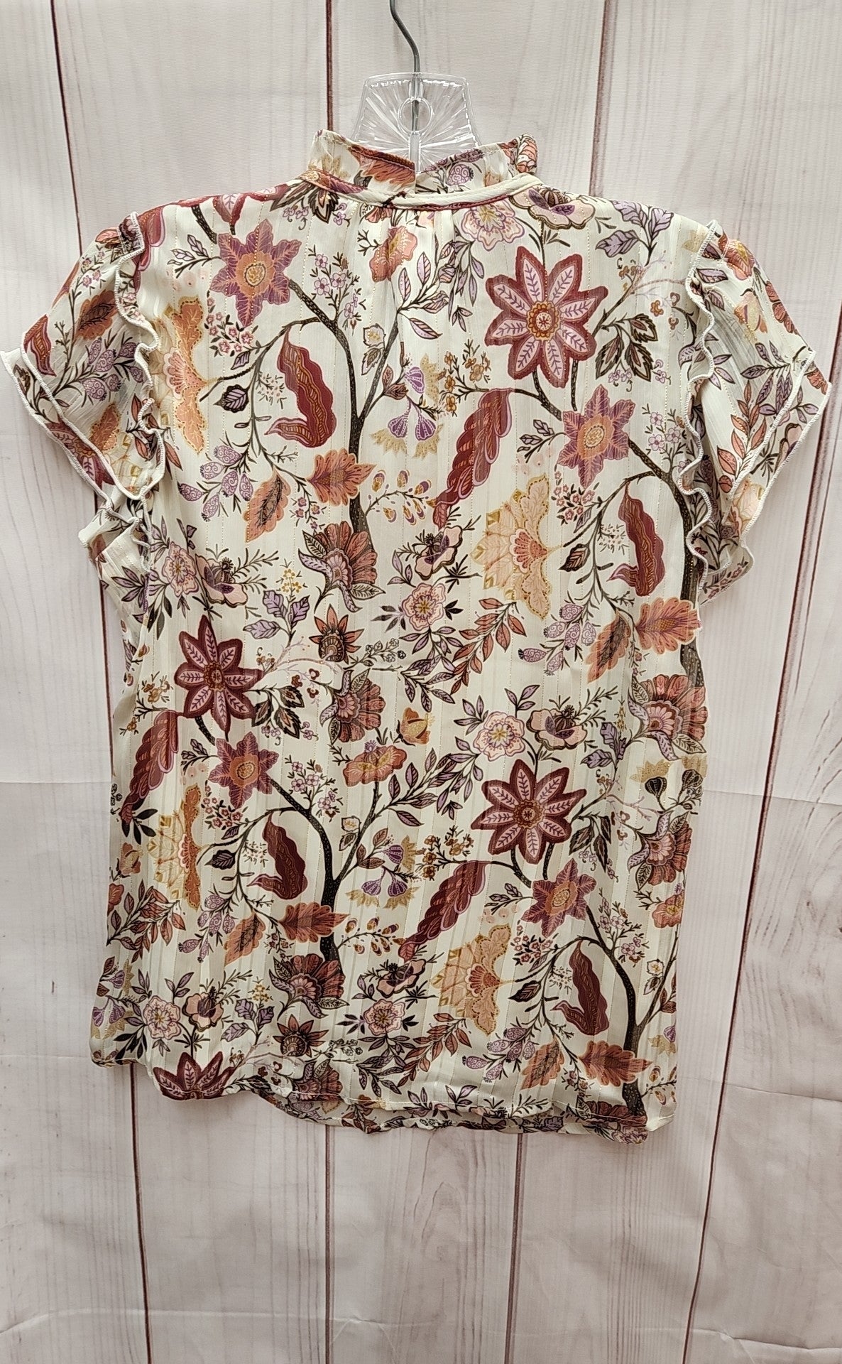 NWT Tamara H. Women's Size S White & Pink Floral Short Sleeve Top