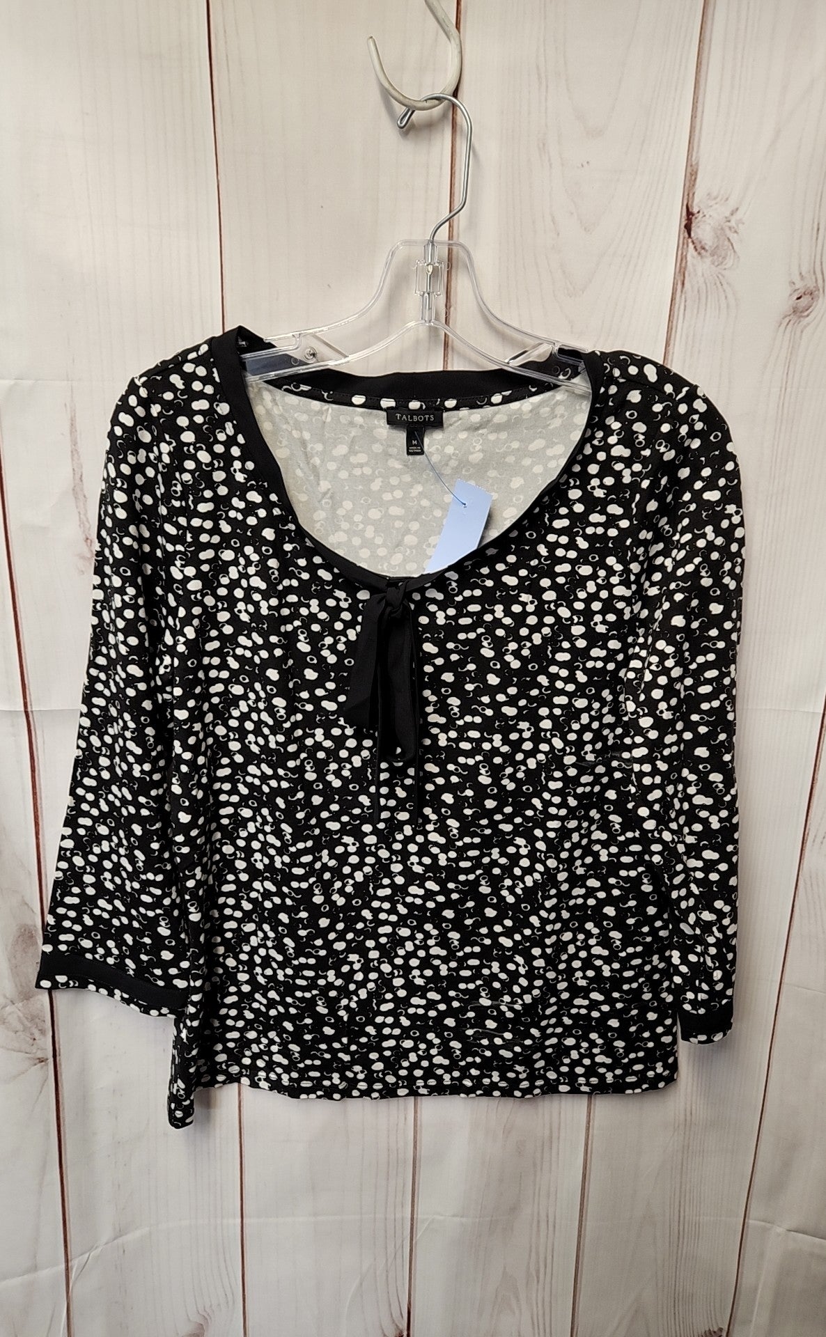 Talbots Women's Size M Black & White 3/4 Sleeve Top