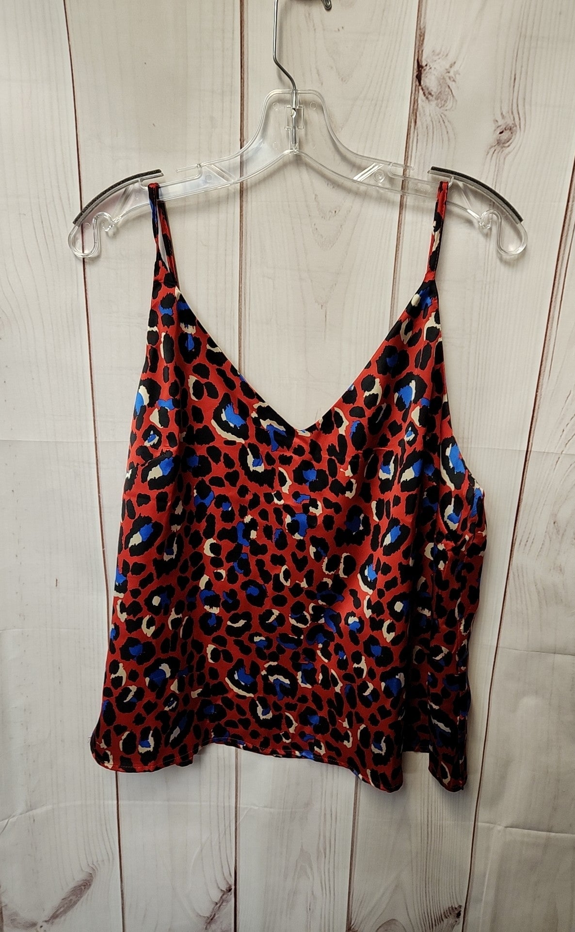 White Closet Women's Size L Red Animal Print Sleeveless Top