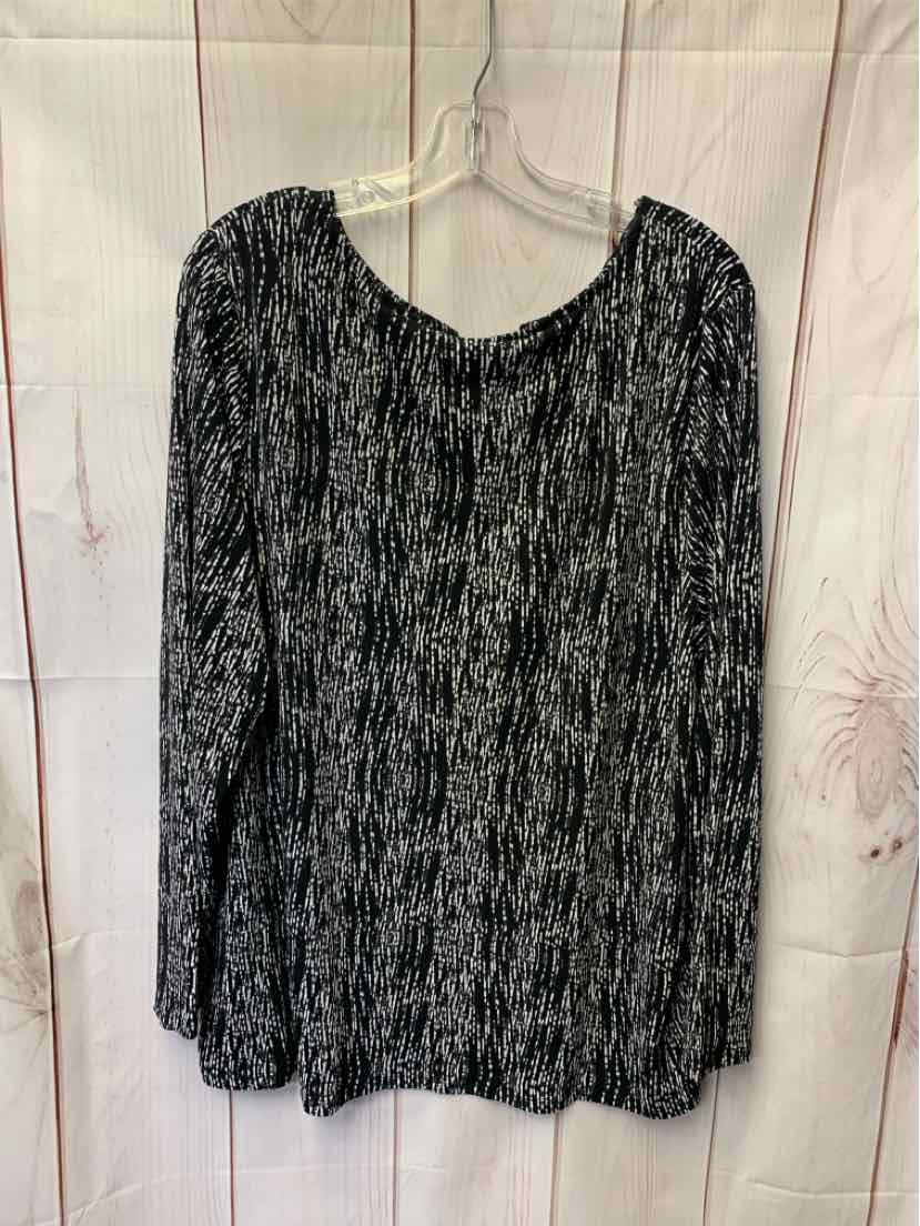 Tahari Women's Size 2X Black Long Sleeve Top