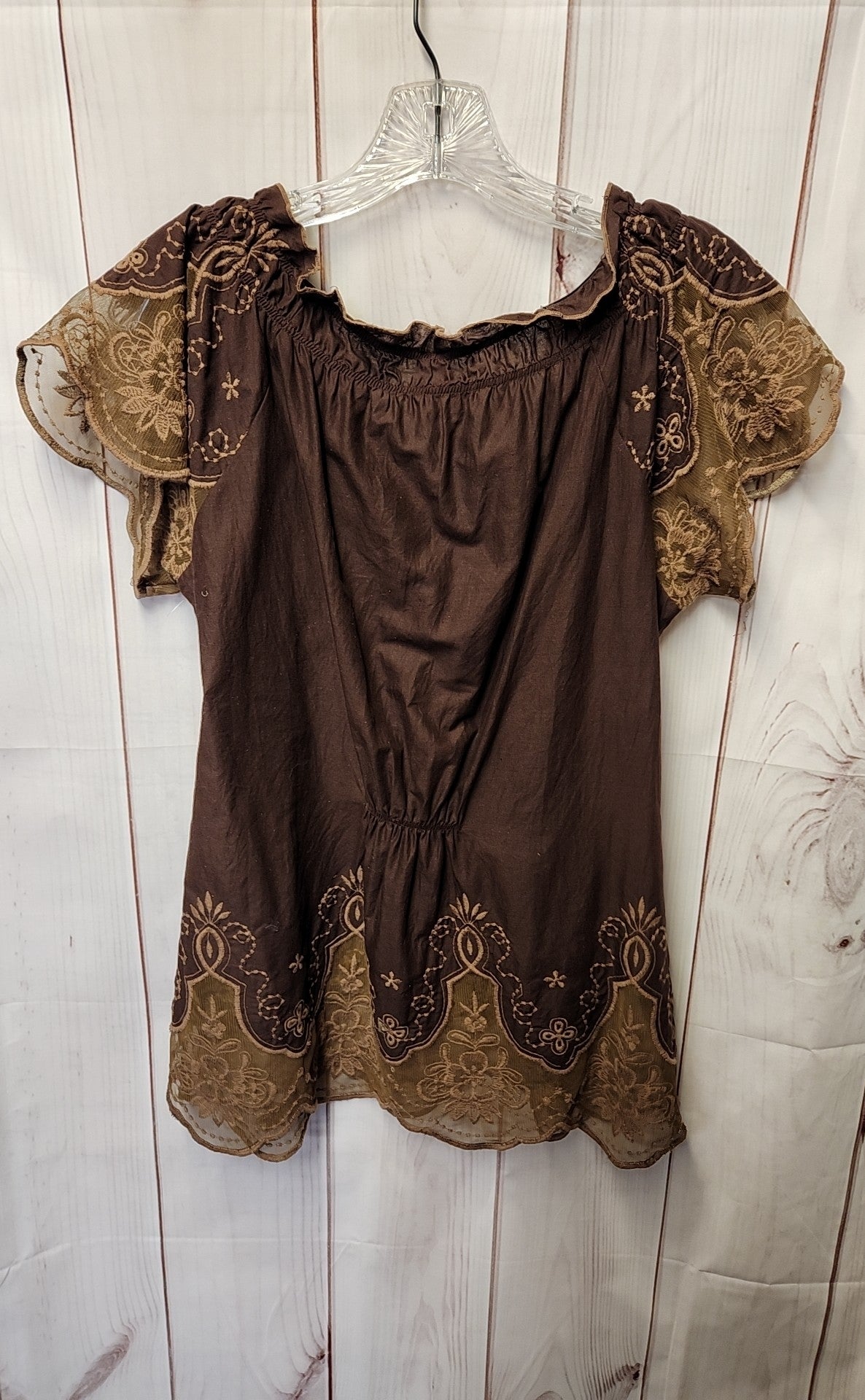 Chenault Women's Size S Brown Short Sleeve Top