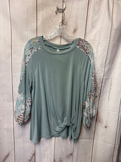 Emerald Women's Size L Mint Floral Long Sleeve Top