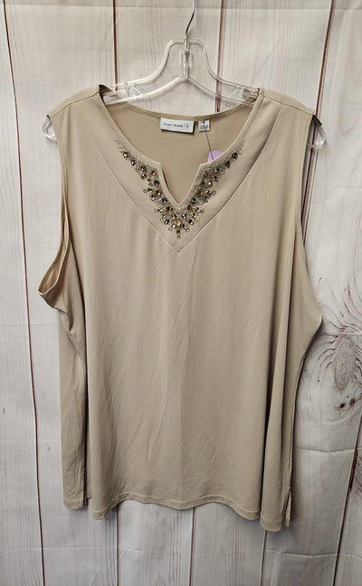 Susan Graver Women's Size 2X Beige Sleeveless Top