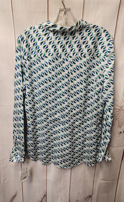 NWT Liz Claiborne Women's Size L White & Blue Long Sleeve Top