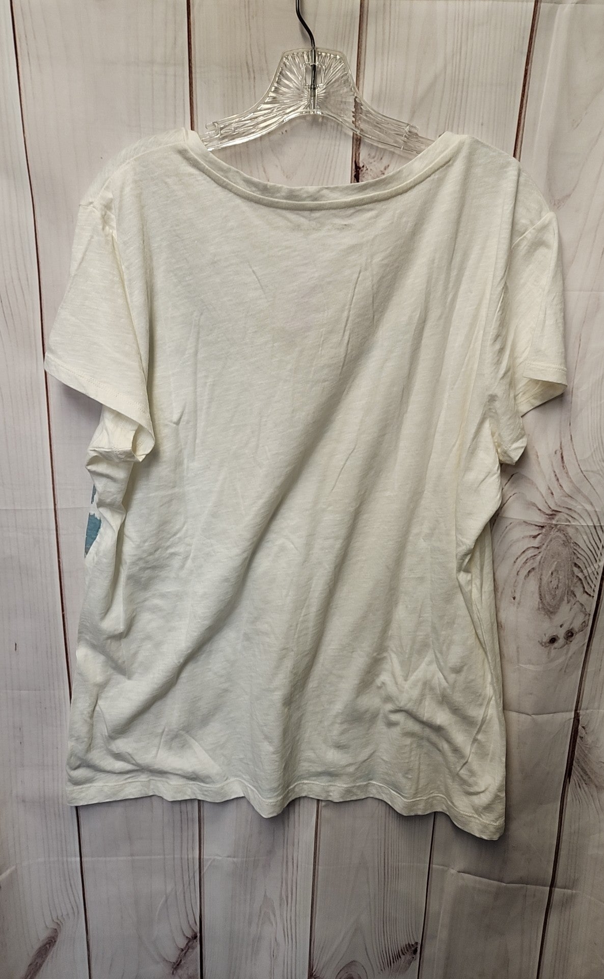 Eddie Bauer Women's Size XXL White & Blue Short Sleeve Top