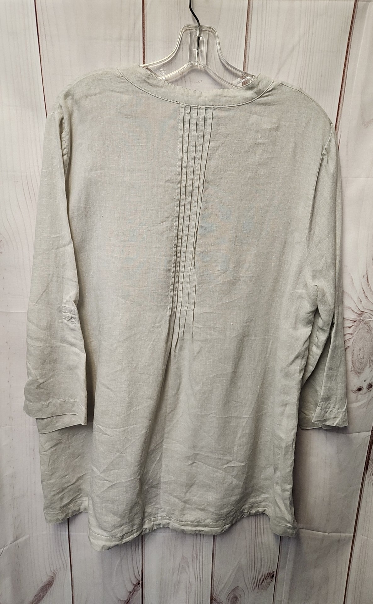 Cynthia Rowley Women's Size 1X White Linen Long Sleeve Top