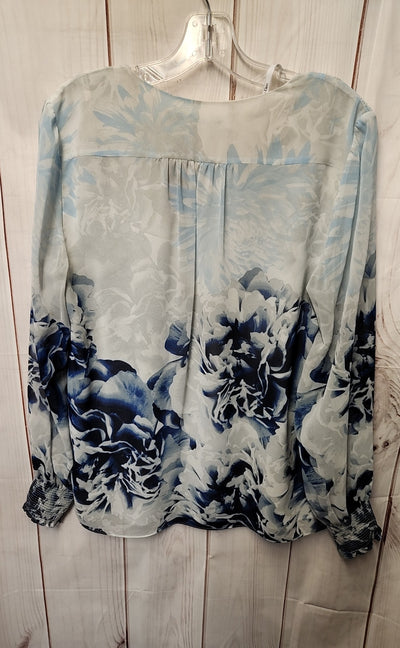 Calvin Klein Women's Size M Blue Floral Long Sleeve Top