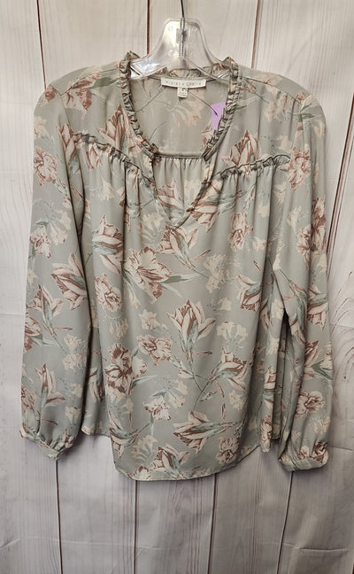 Violet & Claire Women's Size S Gray Floral Long Sleeve Top