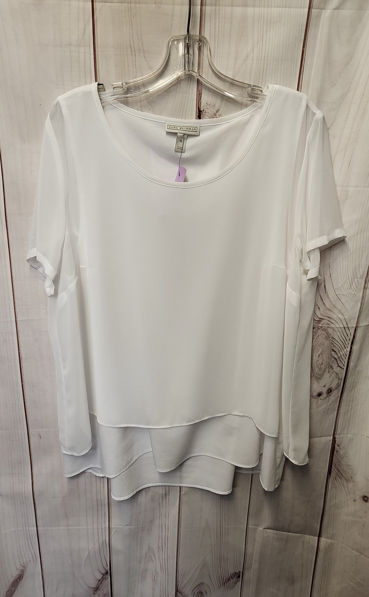 Dana Buchman Women's Size XL White Short Sleeve Top