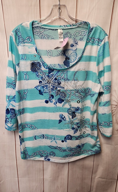 Thomas & Olivia Women's Size XL Blue 3/4 Sleeve Top