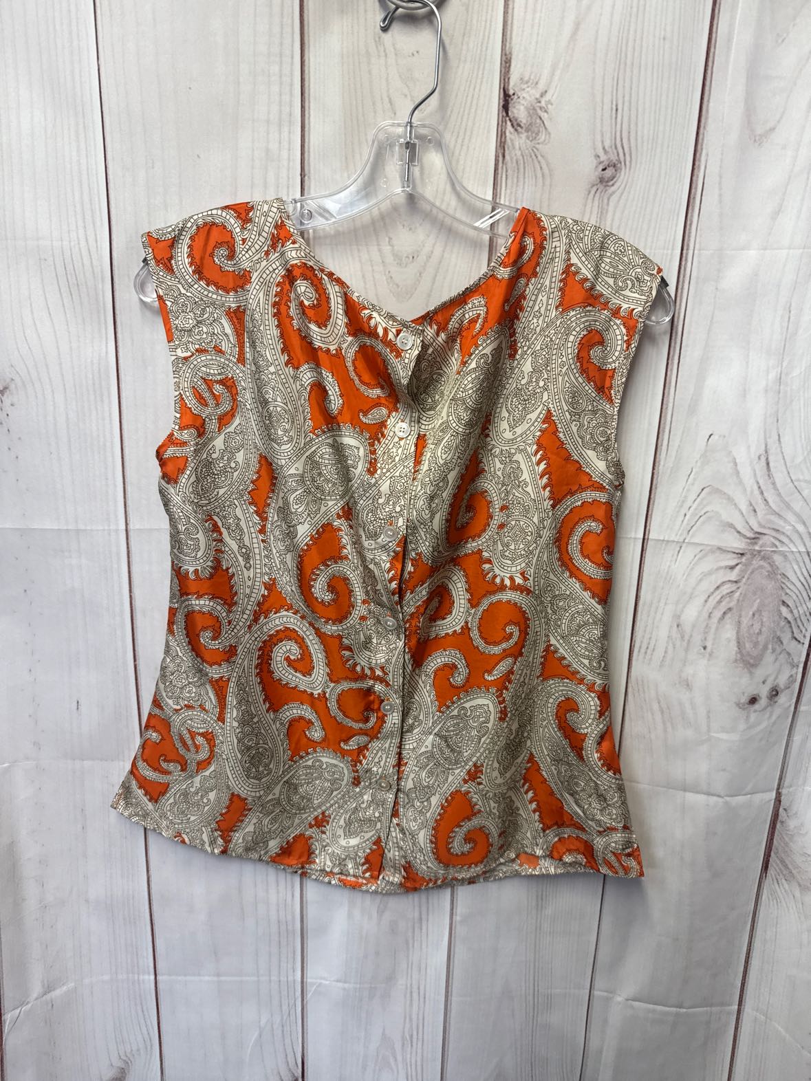 NWT Talbots Women's Size 6 Orange & Gold Sleeveless Top