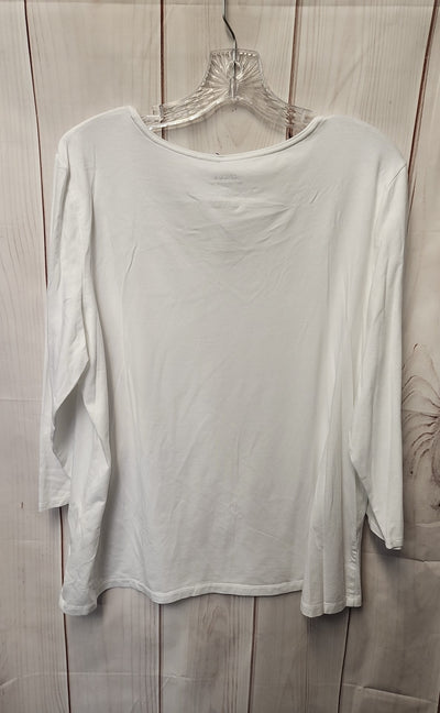 Chico's Women's Size 3 = US XL White 3/4 Sleeve Top