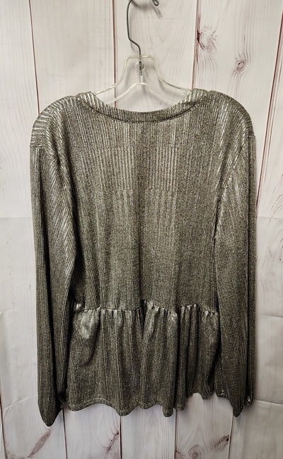 Kim & cami Women's Size XL Beige Metallic Long Sleeve Top