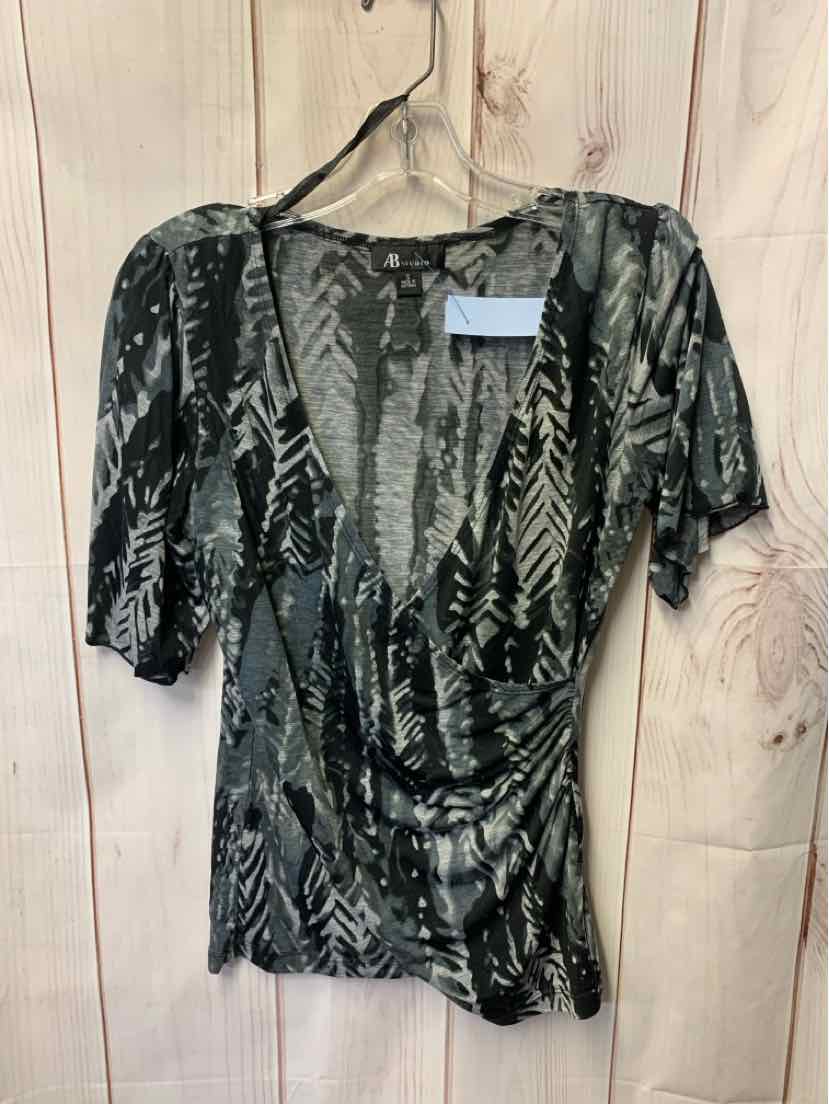 AB studio Women's Size S Gray Short Sleeve Top