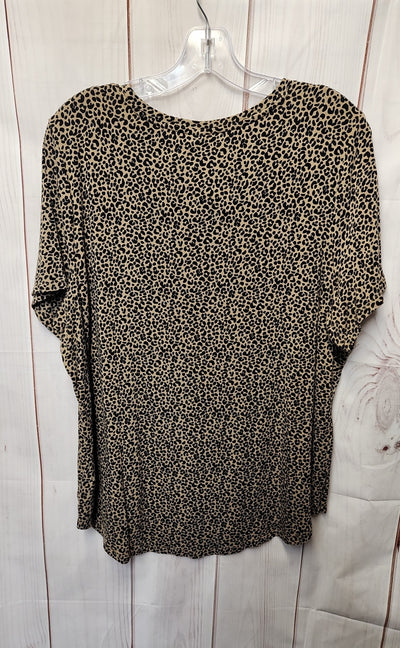 Old Navy Women's Size XL Brown Animal Print Short Sleeve Top