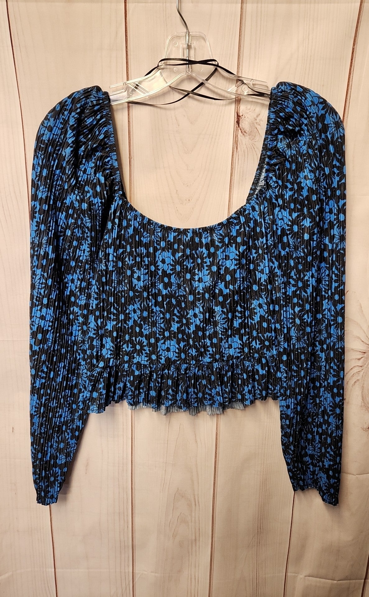 Zara Women's Size S Blue Floral Long Sleeve Top