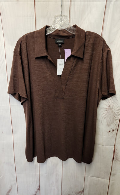 NWT J Jill Women's Size XL Brown Short Sleeve Top