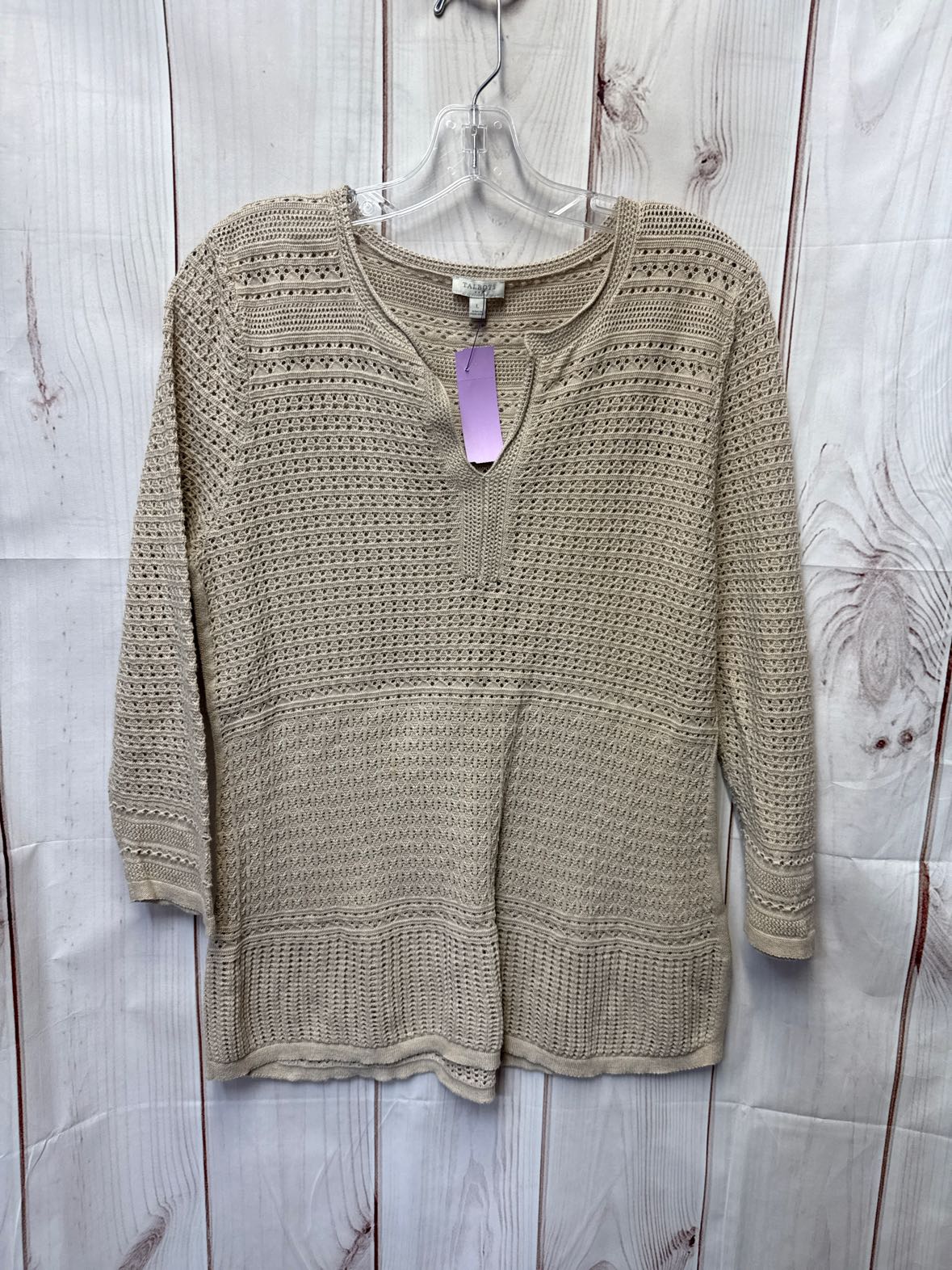 Talbots Women's Size L Beige Long Sleeve Top