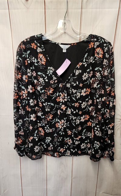 Time and Tru Women's Size S Black Floral Long Sleeve Top