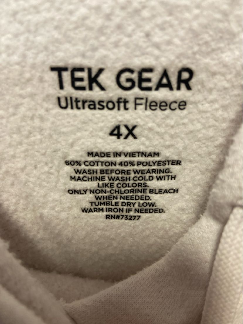 Tek Gear Women's Size 4X White Hoodie Sweatshirt